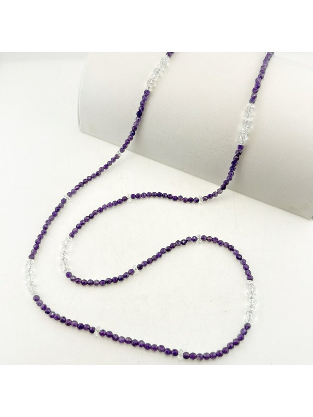 Deb Guyot Necklace Amethyst Purple Long Flapper 925 Sterling Silver 38"